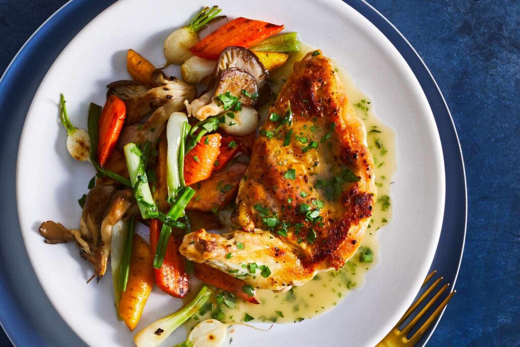1. Speedy Skillet-Broiled Chicken with Spring Vegetables